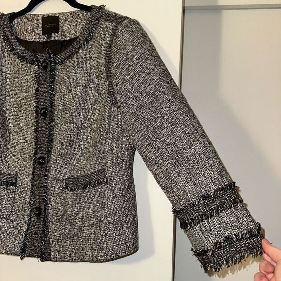 The Limited Women’s Gray Black Tweed Blazer Jacket Large EUC - Picture 4 of 12